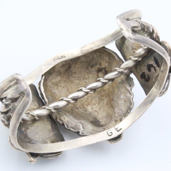 Rare! Gary Edwards Navajo Sterling Silver Trade Beads Buffalo Head Cuff Bracelet - Picture 9 of 11